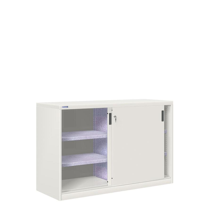 [024838] Armario de puertas correderas con divisor central y 4 estantes ajustables - Dim.: 1420x600x1200h mm - gris ral 7035
