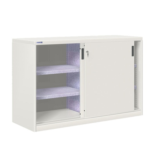 [024838] Armario de puertas correderas con divisor central y 4 estantes ajustables - Dim.: 1420x600x1200h mm - gris ral 7035