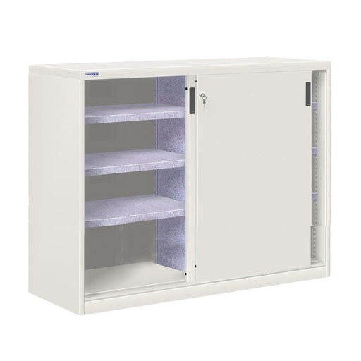 [024841] Armario de puertas correderas con divisor central y 6 estantes ajustables - Dim.: 1420x600x1000h mm - gris ral 7035