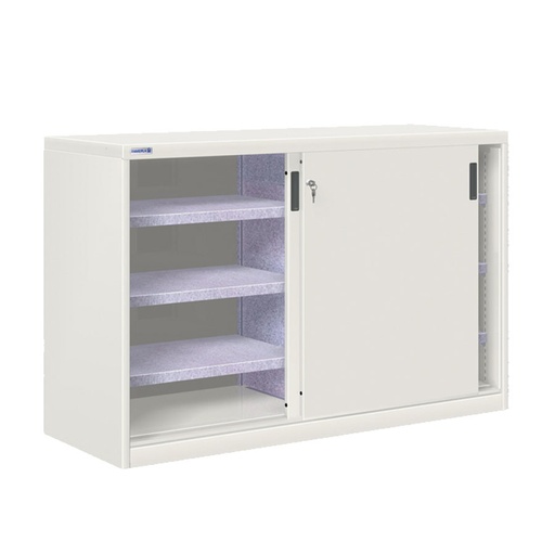 [024842] Armario de puertas correderas con divisor central y 6 estantes ajustables - Dim.: 1420x600x1200h mm - gris ral 7035