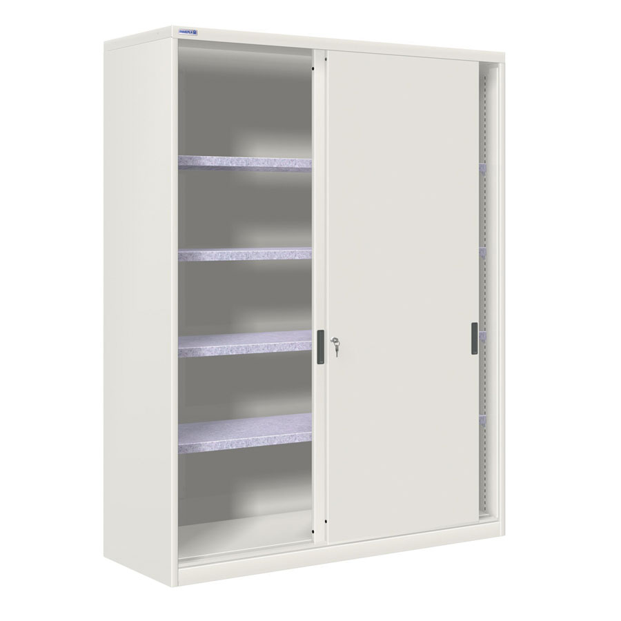 [024844] Armario de puertas correderas con 4 estantes ajustables - Dim.: 1420x600x2000h mm - gris ral 7035