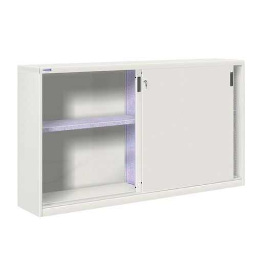 [024860] Armario de puertas correderas con divisor central y 2 estantes ajustables - Dim.: 2052x450x1200h mm - gris ral 7035