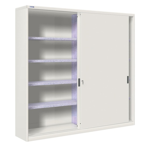 [024868] Armario de puertas correderas con divisor central y 8 estantes ajustables - Dim.: 2052x450x2000h mm - gris ral 7035