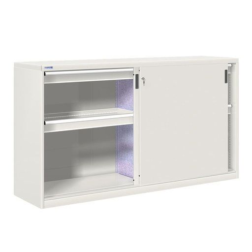 [024890] Armario de puertas correderas con divisor y 4 cajones extracción simple - Dim.: 2052x600x1200h mm - gris ral 7035