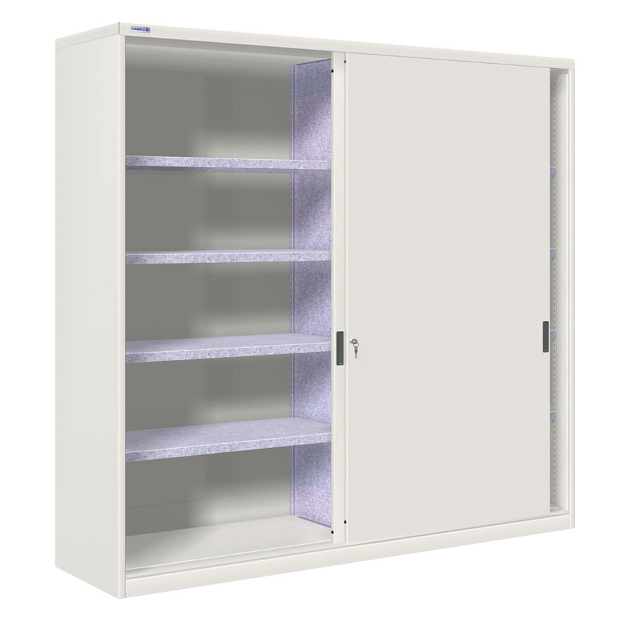 [024901] Armario de puertas correderas con divisor central y 8 estantes ajustables - Dim.: 2052x600x2000h mm - gris ral 7035