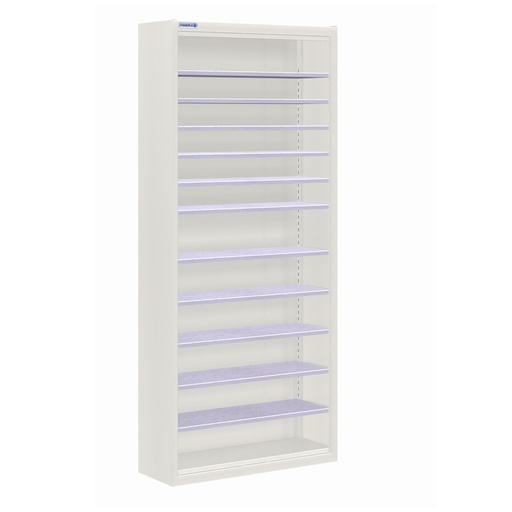 [025149] Armario metálico porta cajas sin puertas con 11 estantes regulables (sin cajas) - dim.: 700x270x1650h mm - Gris ral 7035