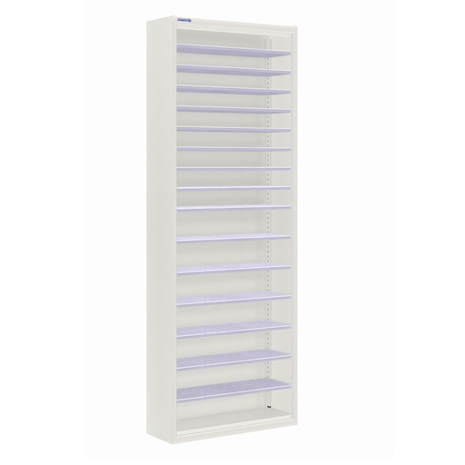 [025165] Armario metálico porta cajas sin puertas con 15 estantes regulables (sin cajas) - dim.: 700x270x2000h mm - Gris ral 7035