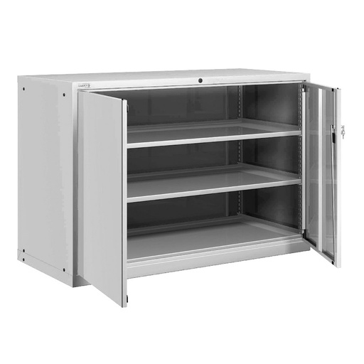 [025169] Armario metálico para taller con puertas batientes y 3 estantes regulables - Dim.: 1431x725x1000h mm - Gris ral 7035