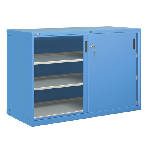 [025172] Armario con puertas correderas y 3 estantes regulables - Dim.: 1431x725x1000h mm - Azul ral 5012