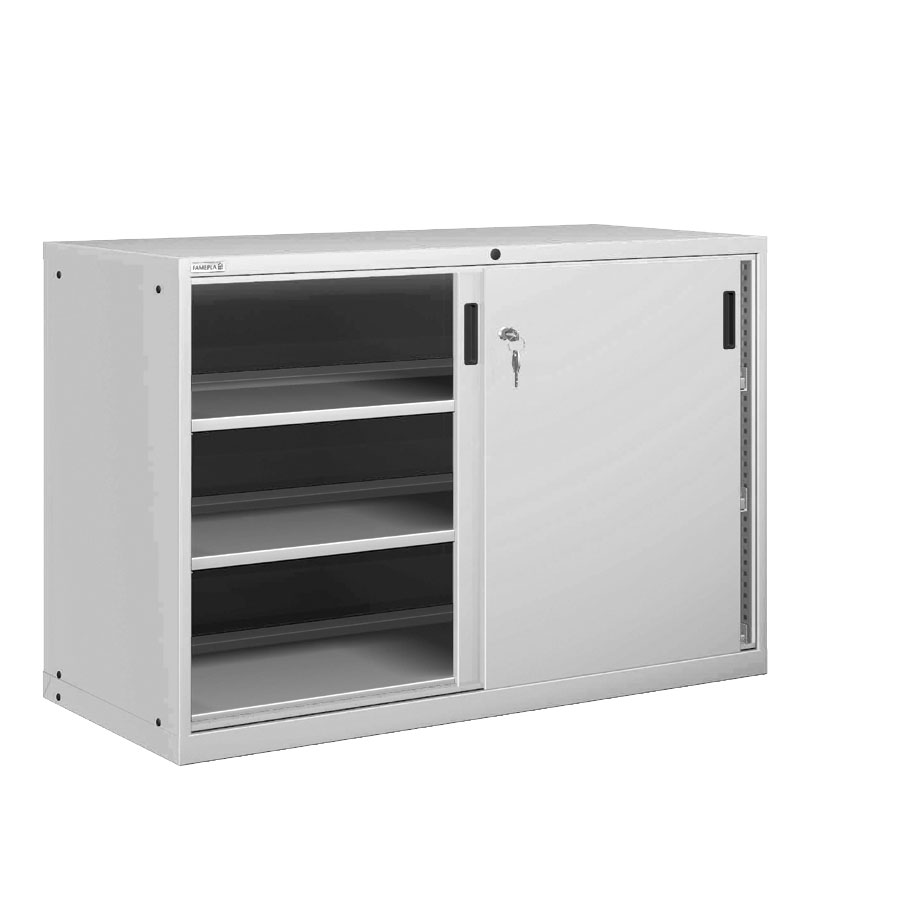 [025173] Armario con puertas correderas y 3 estantes regulables - Dim.: 1431x725x1000h mm - Gris ral 7035