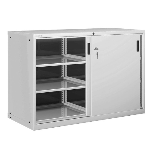 [025175] Armario con puertas correderas, divisor y 6 estantes regulables - Dim.: 1431x725x1000h mm - Gris ral 7035