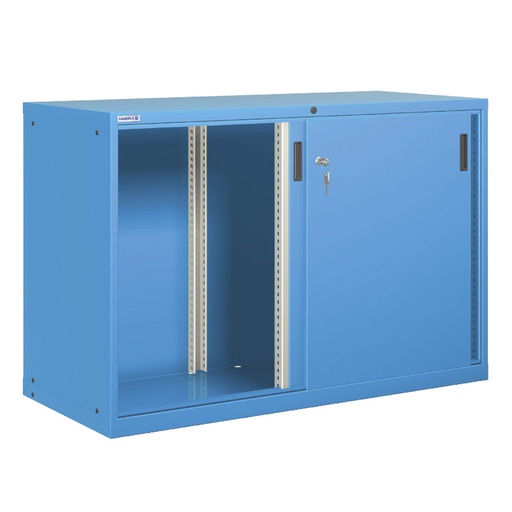 [025180] Armario con puertas correderas y divisor central - Dim.: 1431x725x1000h mm - Azul ral 5012
