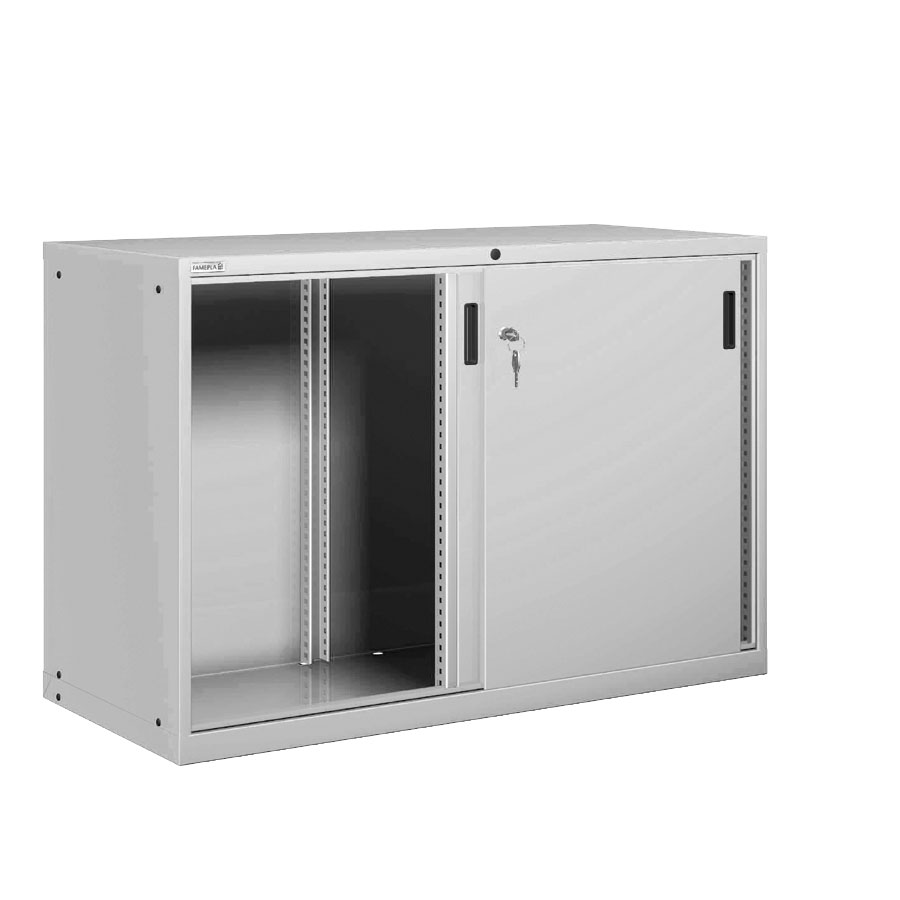 [025181] Armario con puertas correderas y divisor central - Dim.: 1431x725x1000h mm - Gris ral 7035