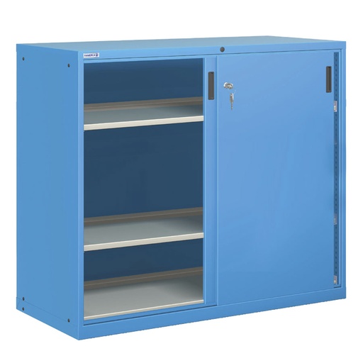 [025188] Armario con puertas correderas y 3 estantes regulables - Dim.: 1431x725x1450h mm - Azul ral 5012