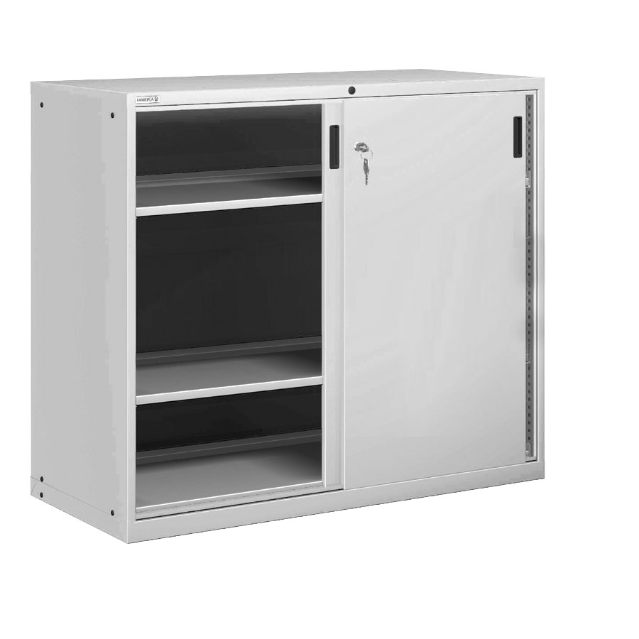 [025189] Armario con puertas correderas y 3 estantes regulables - Dim.: 1431x725x1450h mm - Gris ral 7035