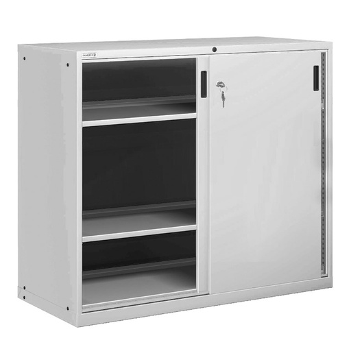 [025189] Armario con puertas correderas y 3 estantes regulables - Dim.: 1431x725x1450h mm - Gris ral 7035