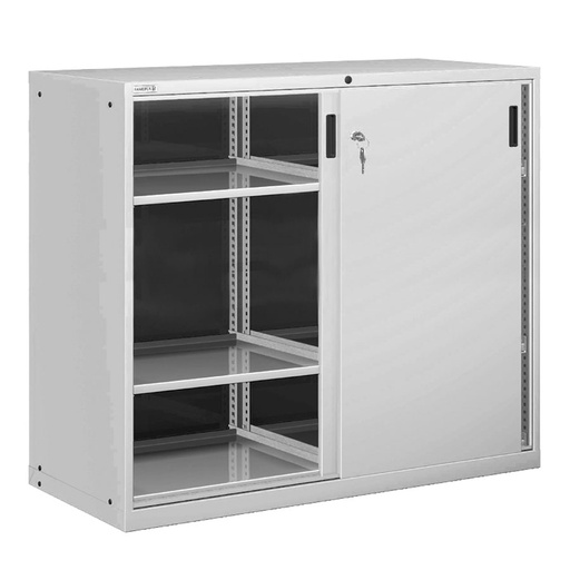 [025191] Armario con puertas correderas, divisor y 6 estantes regulables - Dim.: 1431x725x1450h mm - Gris ral 7035