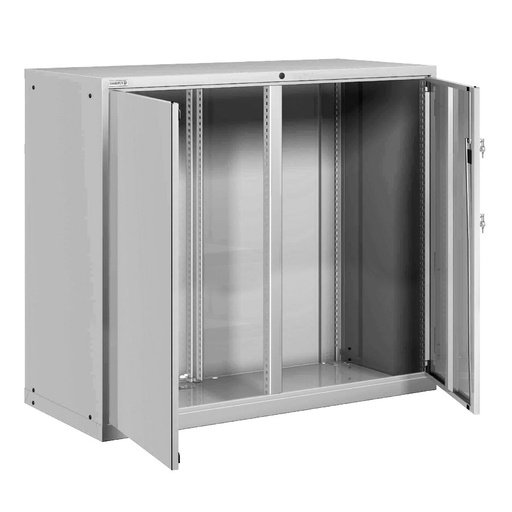 [025193] Armario metálico para taller con puertas batientes y divisor central - Dim.: 1431x725x1450h mm - Gris ral 7035