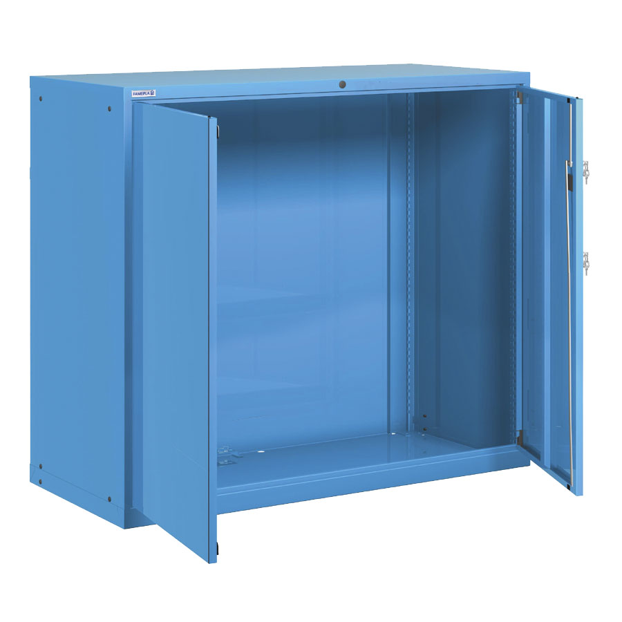 [025194] Armario metálico para taller con puertas batientes - Dim.: 1431x725x1450h mm - Azul ral 5012