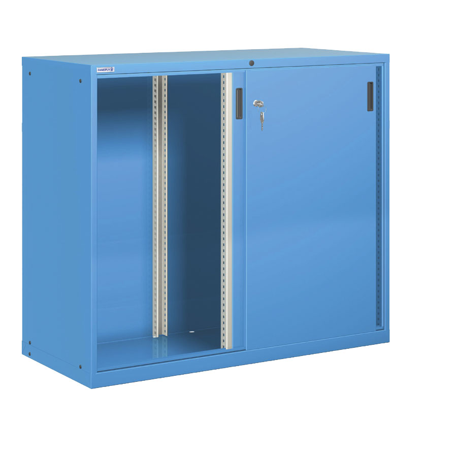 [025196] Armario con puertas correderas y divisor central - Dim.: 1431x725x1450h mm - Azul ral 5012
