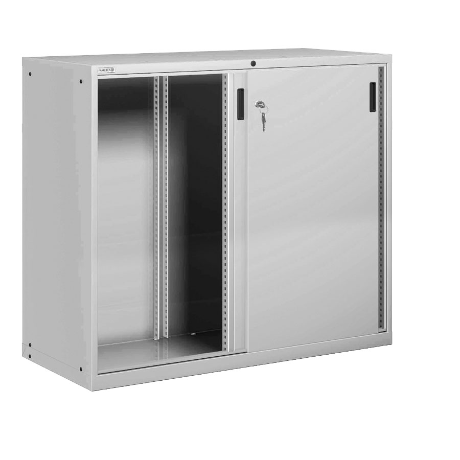 [025197] Armario con puertas correderas y divisor central - Dim.: 1431x725x1450h mm - Gris ral 7035