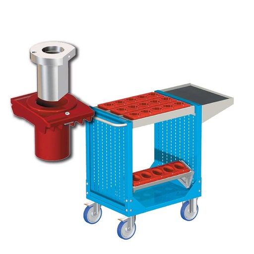 [025287] Carro porta herramientas CNC con 1 estante, 1 bandeja extraíble y 1 cuadro de inserción - Dim.: 1077x508x880h mm - Azul ral 5012