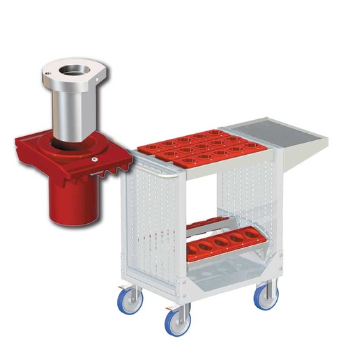 [025302] Carro porta herramientas CNC con 1 estante, 2 bandejas extraíbles y 1 cuadro de inserción - Dim.: 1077x508x880h mm - Gris ral 7035