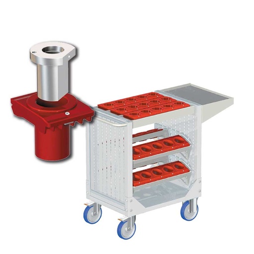 [025316] Carro porta herramientas CNC con 1 estante, 4 bandejas extraíbles y 1 cuadro de inserción - Dim.: 1077x508x880h mm - Gris ral 7035