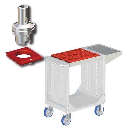 [025326] Carro porta herramientas CNC con 1 estante y 1 cuadro de inserción - Dim.: 1077x508x880h mm - Gris ral 7035