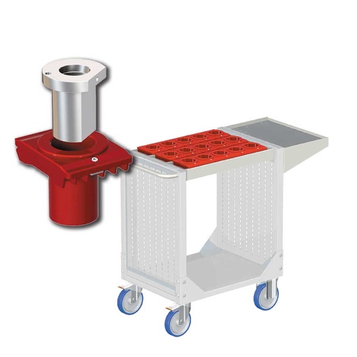 [025330] Carro porta herramientas CNC con 1 estante y 1 cuadro de inserción - Dim.: 1077x508x880h mm - Gris ral 7035