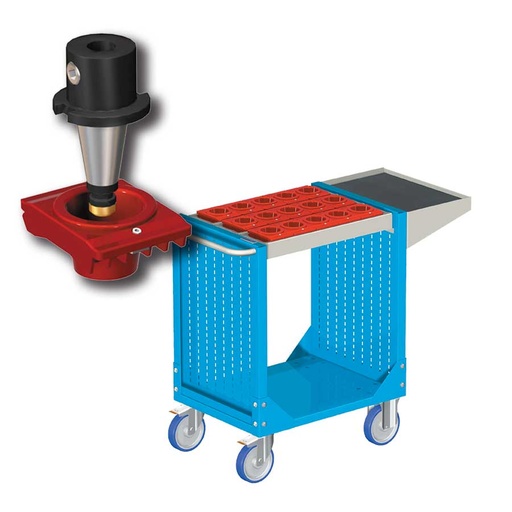 [025333] Carro porta herramientas CNC con 1 estante y 1 cuadro de inserción - Dim.: 1077x508x880h mm - Azul ral 5012