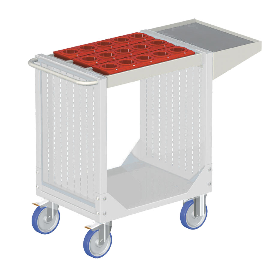 [025336] Carro para herramientas CNC con 1 estante y 1 cuadro de inserción - Dim.: 1077x508x880h mm - Gris ral 7035