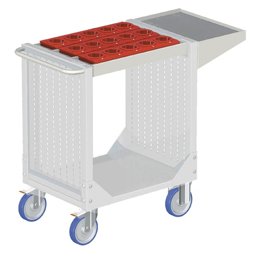 [025336] Carro para herramientas CNC con 1 estante y 1 cuadro de inserción - Dim.: 1077x508x880h mm - Gris ral 7035