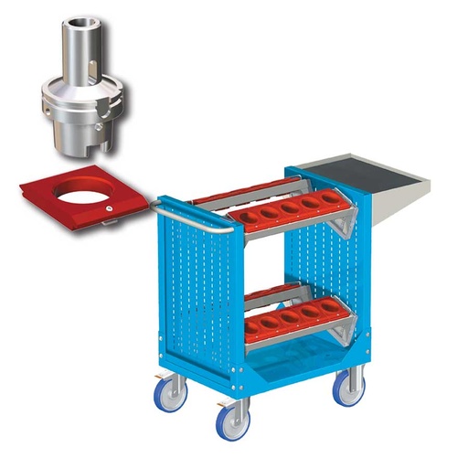 [025339] Carro porta herramientas CNC con 1 estante y 4 bandejas extraíbles - Dim.: 1077x508x880h mm - Azul ral 5012