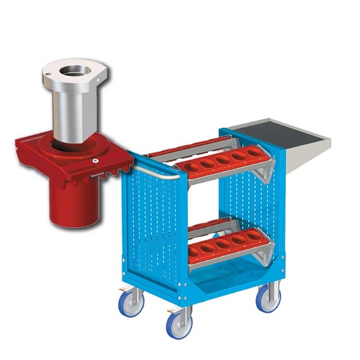 [025343] Carro porta herramientas CNC con 1 estante y 4 bandejas extraíbles - Dim.: 1077x508x880h mm - Azul ral 5012