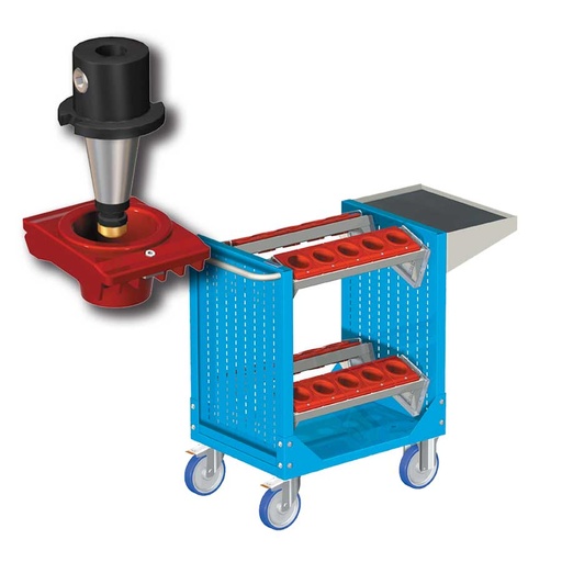 [025345] Carro porta herramientas CNC con 1 estante y 4 bandejas extraíbles - Dim.: 1077x508x880h mm - Azul ral 5012