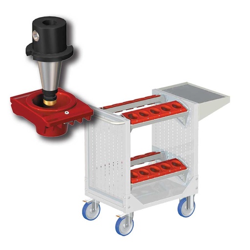 [025346] Carro porta herramientas CNC con 1 estante y 4 bandejas extraíbles - Dim.: 1077x508x880h mm - Gris ral 7035