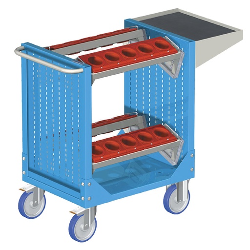 [025349] Carro para herramientas CNC con 1 estante y 4 bandejas extraíbles - Dim.: 1077x508x880h mm - Azul ral 5012