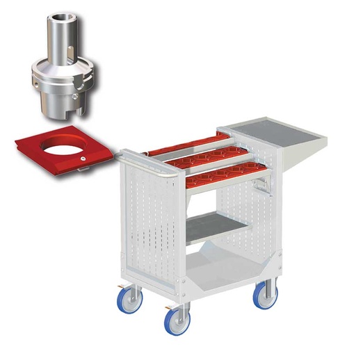 [025356] Carro porta herramientas CNC con 2 estantes y 3 bandejas extraíbles - Dim.: 1077x508x880h mm - Gris ral 7035