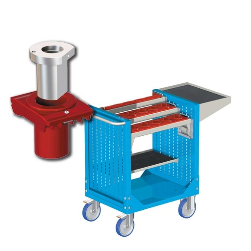[025357] Carro porta herramientas CNC con 2 estantes y 3 bandejas extraíbles - Dim.: 1077x508x880h mm - Azul ral 5012