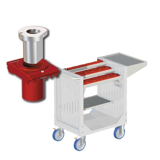 [025358] Carro porta herramientas CNC con 2 estantes y 3 bandejas extraíbles - Dim.: 1077x508x880h mm - Gris ral 7035