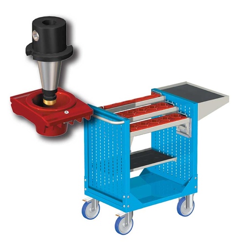 [025361] Carro porta herramientas CNC con 2 estantes y 3 bandejas extraíbles - Dim.: 1077x508x880h mm - Azul ral 5012