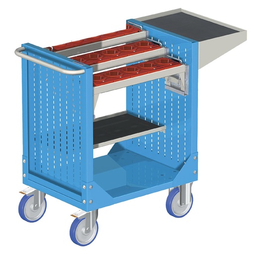 [025363] Carro para herramientas CNC con 2 estantes y 3 bandejas extraíbles - Dim.: 1077x508x880h mm - Azul ral 5012