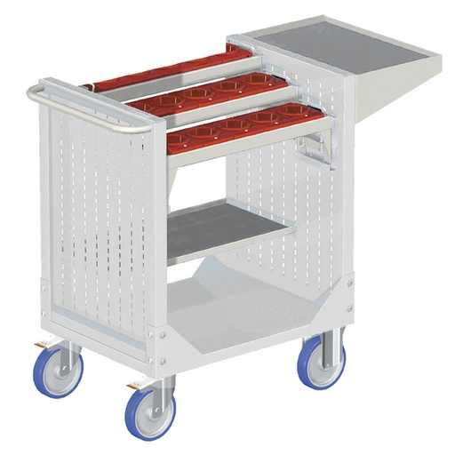 [025364] Carro para herramientas CNC con 2 estantes y 3 bandejas extraíbles - Dim.: 1077x508x880h mm - Gris ral 7035