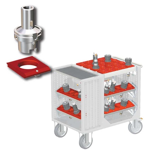 [025384] Carro porta herramientas CNC con 1 estante, 6 bandejas extraíbles y 1 cuadro de inserción - Dim.: 1080x692x970h mm - Gris ral 7035