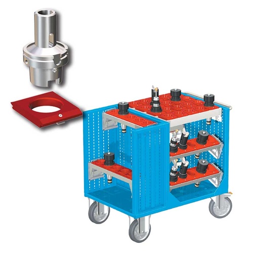 [025397] Carro porta herramientas CNC con 6 bandejas extraíbles y 1 cuadro de inserción - Dim.: 1080x692x970h mm - Azul ral 5012