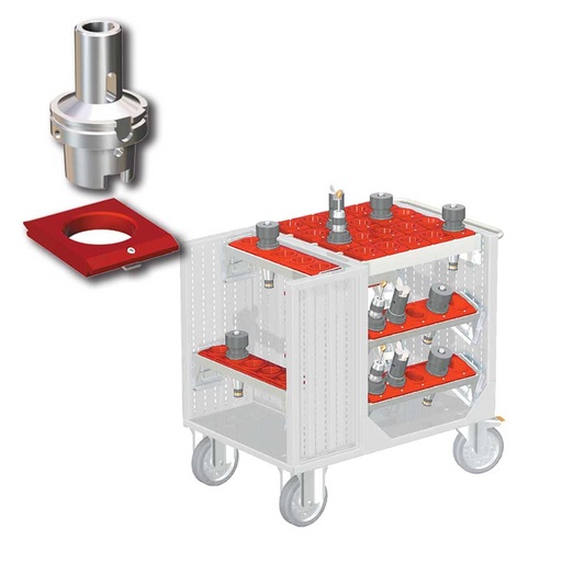 [025398] Carro porta herramientas CNC con 6 bandejas extraíbles y 1 cuadro de inserción - Dim.: 1080x692x970h mm - Gris ral 7035