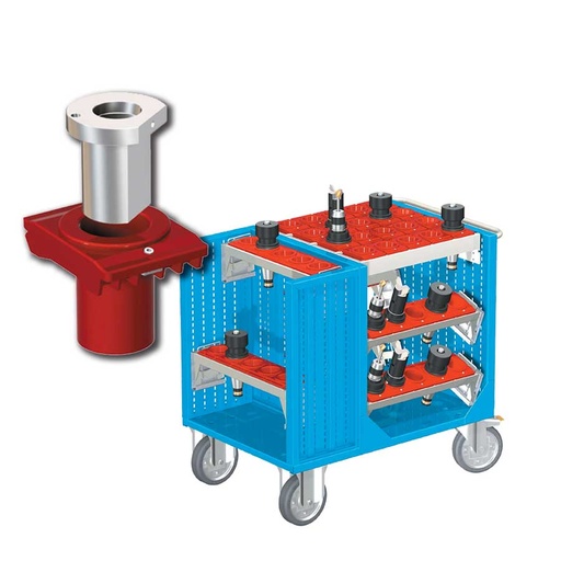 [025399] Carro porta herramientas CNC con 6 bandejas extraíbles y 1 cuadro de inserción - Dim.: 1080x692x970h mm - Azul ral 5012