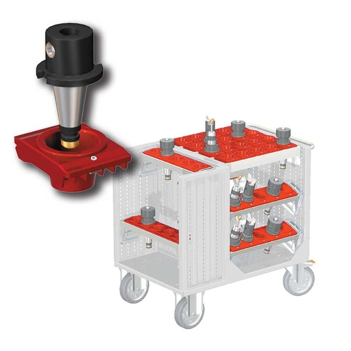 [025402] Carro porta herramientas CNC con 6 bandejas extraíbles y 1 cuadro de inserción - Dim.: 1080x692x970h mm - Gris ral 7035