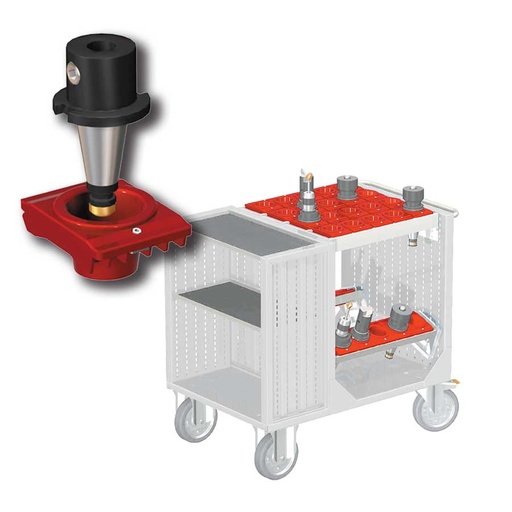 [025416] Carro porta herramientas CNC con 2 estantes, 2 bandejas extraíbles y 1 cuadro de inserción - Dim.: 1080x692x970h mm - Gris ral 7035